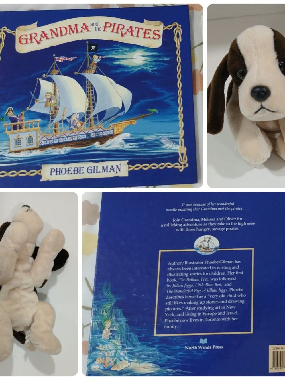 Grandma and the Pirates,10x8 in. Signed by Author & Biscuits Plush Bean Puppy